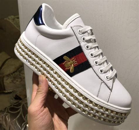 gucci platform sneakers with crystals|Gucci platform sneakers knock off.